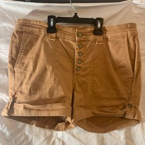 Khaki button front shorts torrid 12